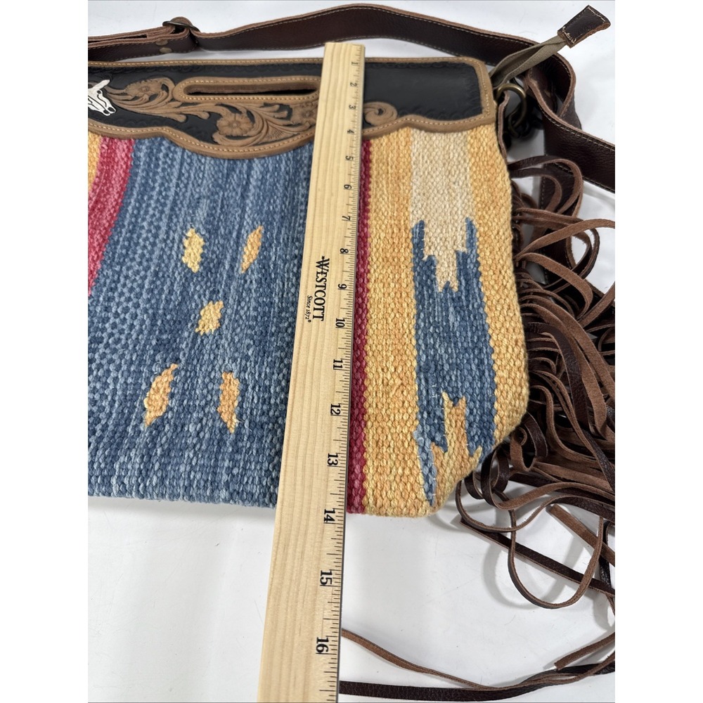 Myra Blue Stream Hand Tooled Fringed Bag Western Cowgirl - Picture 10 of 16